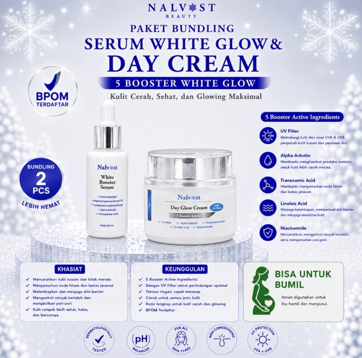 Paket Bundling Serum White Glow & Day Cream Nalvost Beauty