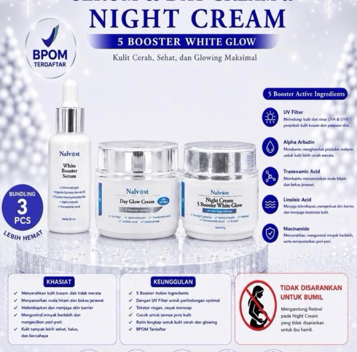 Paket Bundling Serum & Day Cream & Night Cream Nalvost Beauty